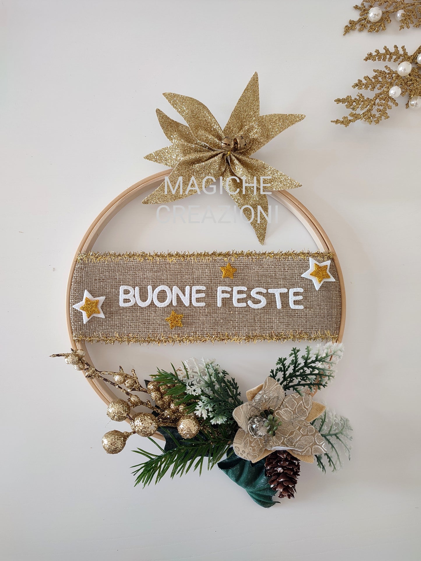 Telaio con fiori da Fuoriporta o da interno natalizio