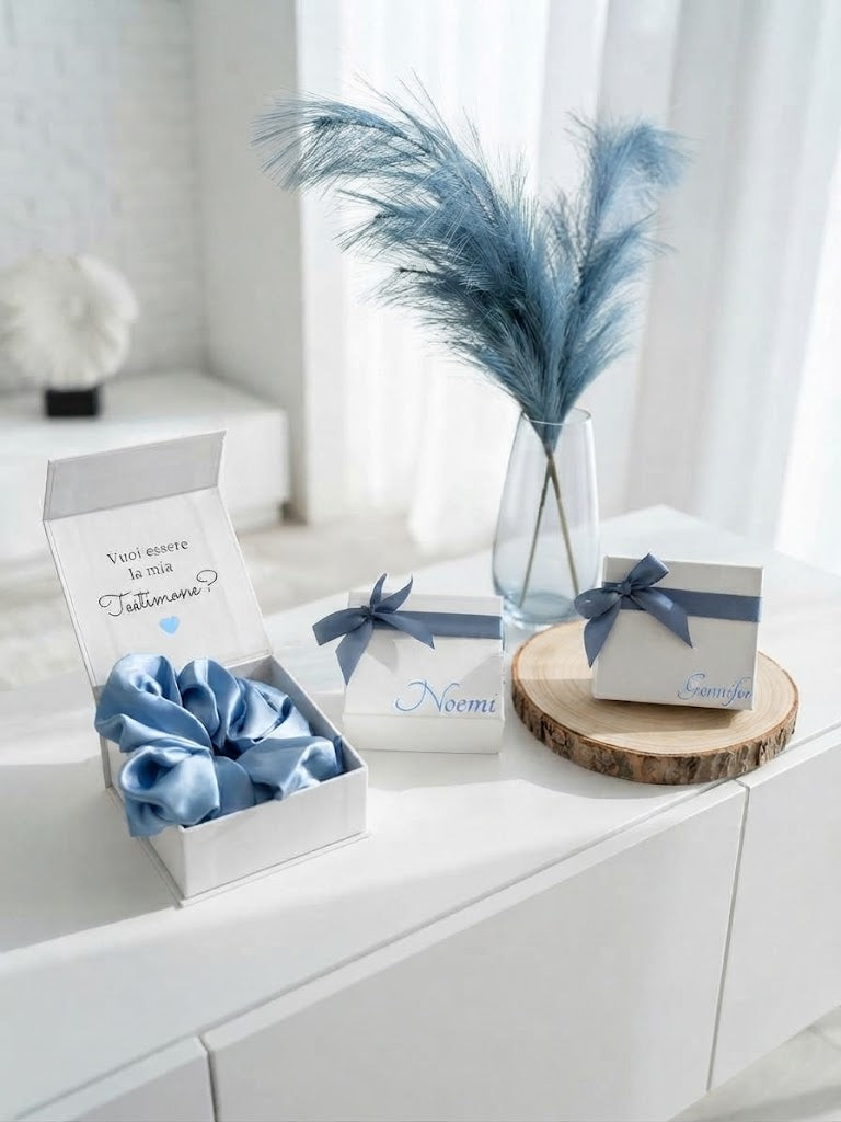 Mini box regalo con scrunchie personalizzata – dettaglio 3