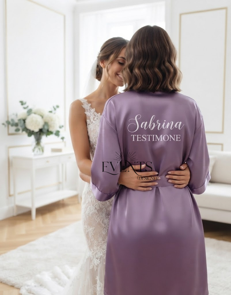 Vestaglia personalizzata per damigella e testimone – dettaglio 6
