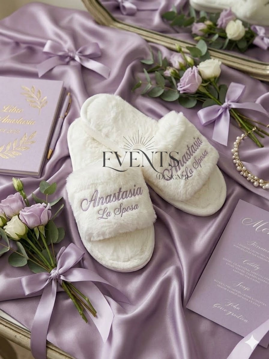 Ciabatte in peluche personalizzate per la sposa