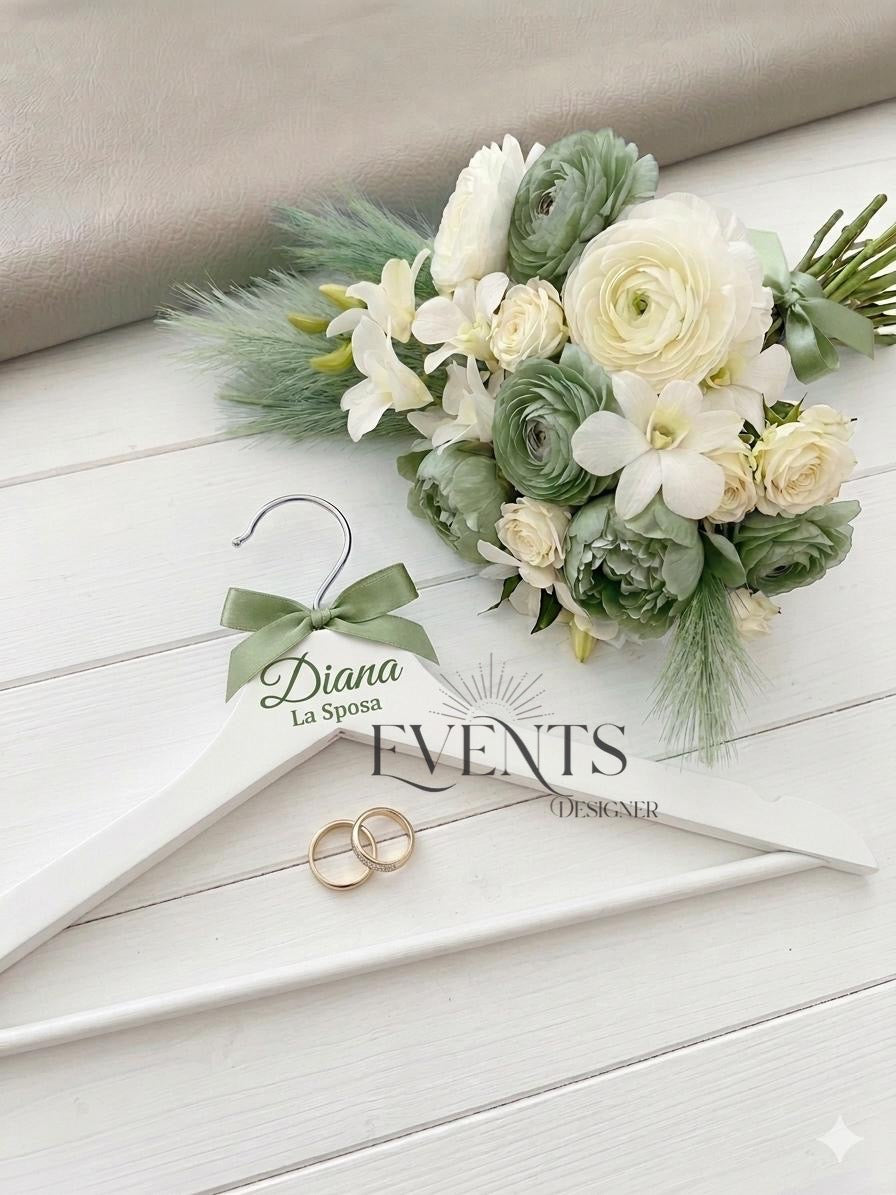 Appendiabiti in legno personalizzato per abito da sposa