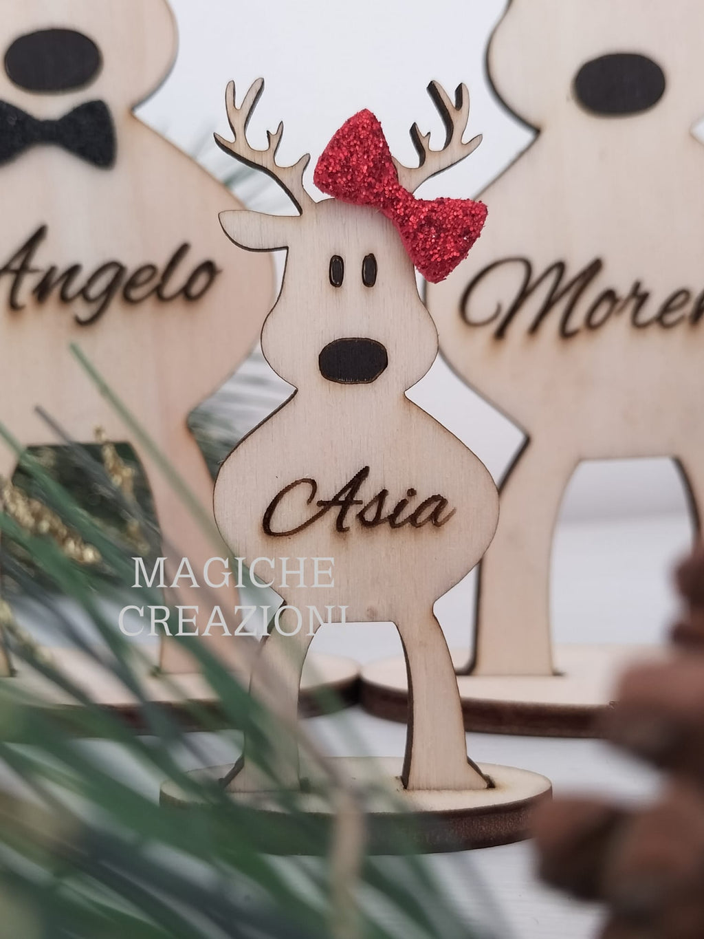 Renne natalizie in legno personalizzate – dettaglio 2