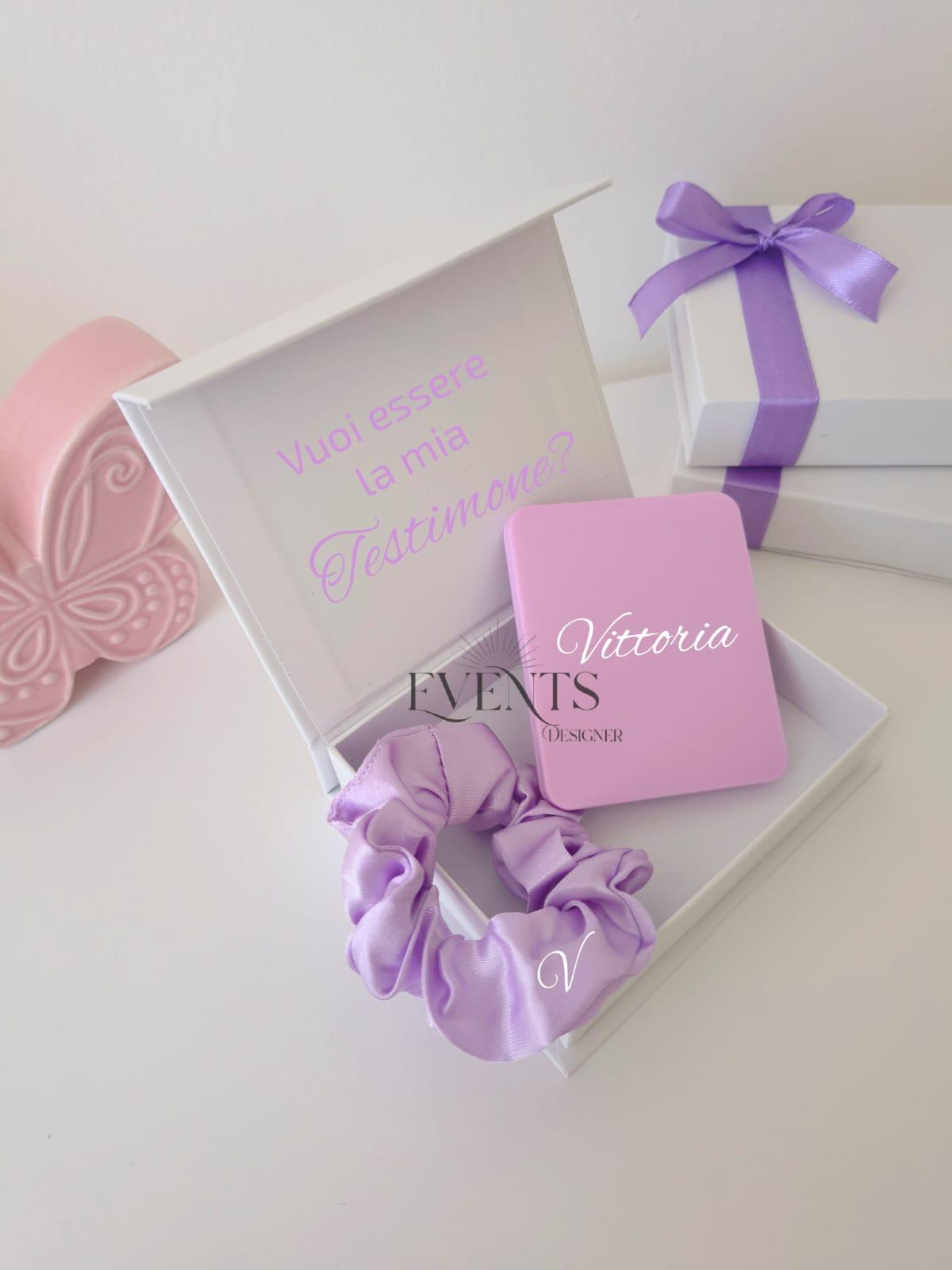Mini box specchietto e scrunchie personalizzata