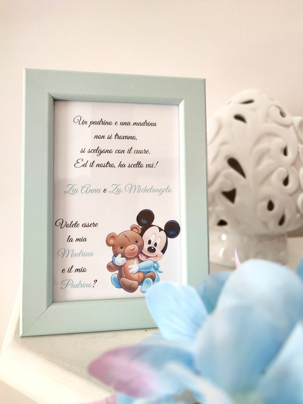 Quadretto portafoto per padrino e madrina – dettaglio 2
